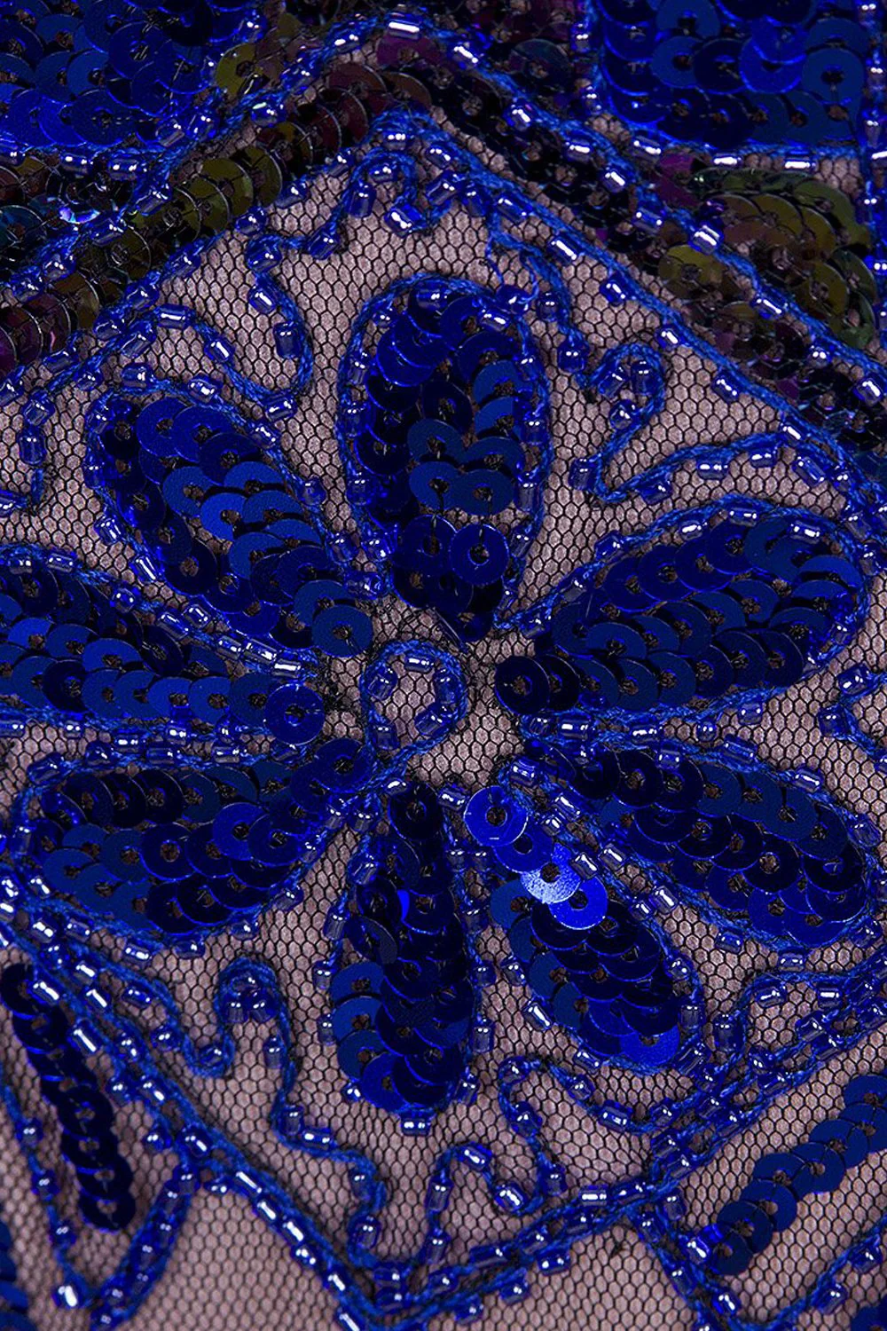 1920s Vintage Royal Blue Sequins Flapper Dress - Image 3