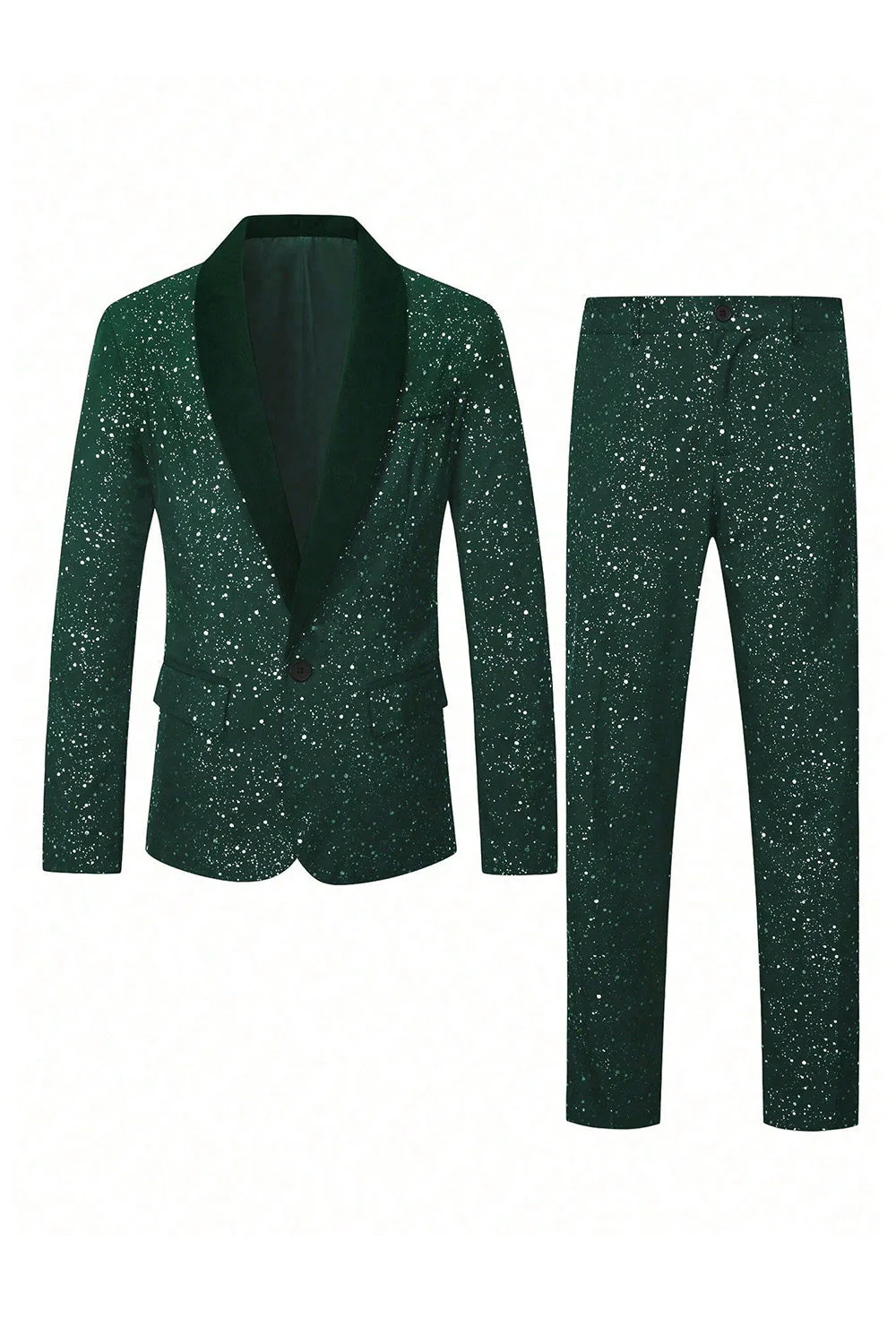 2 Piece Glitter Black Shawl Lapel Slim Fit Men's Suits - Image 10