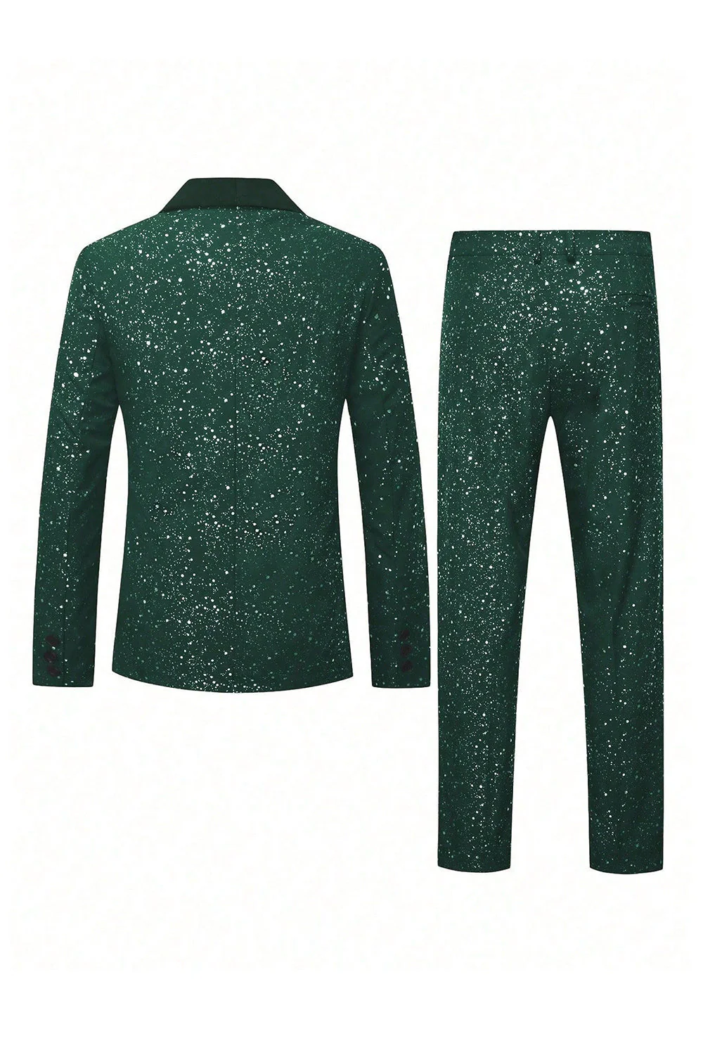 2 Piece Glitter Black Shawl Lapel Slim Fit Men's Suits - Image 11