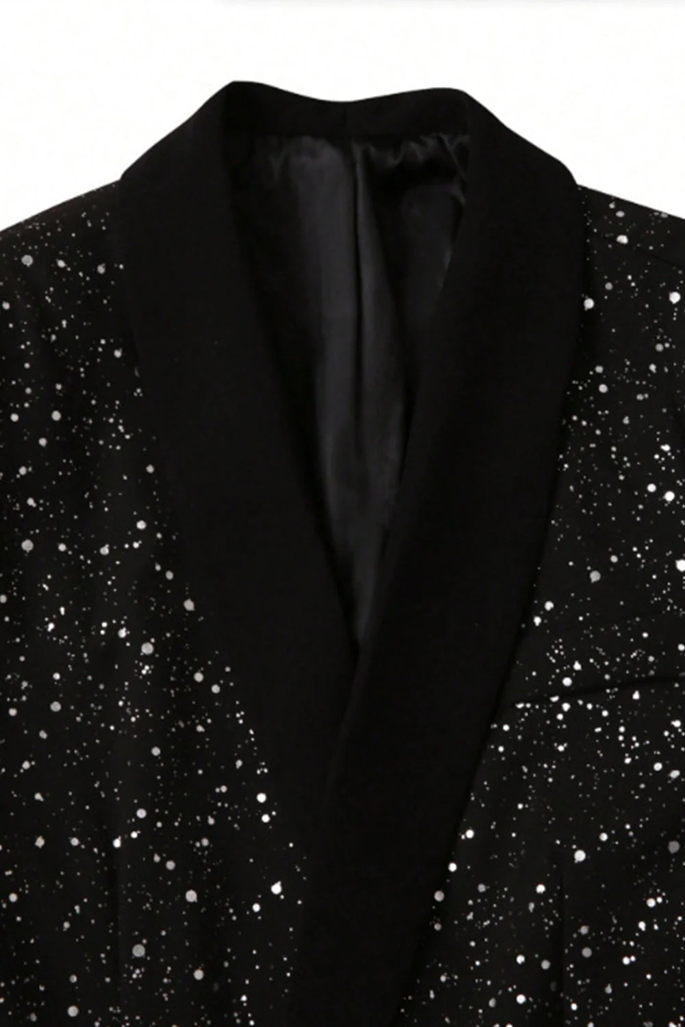 2 Piece Glitter Black Shawl Lapel Slim Fit Men's Suits - Image 5