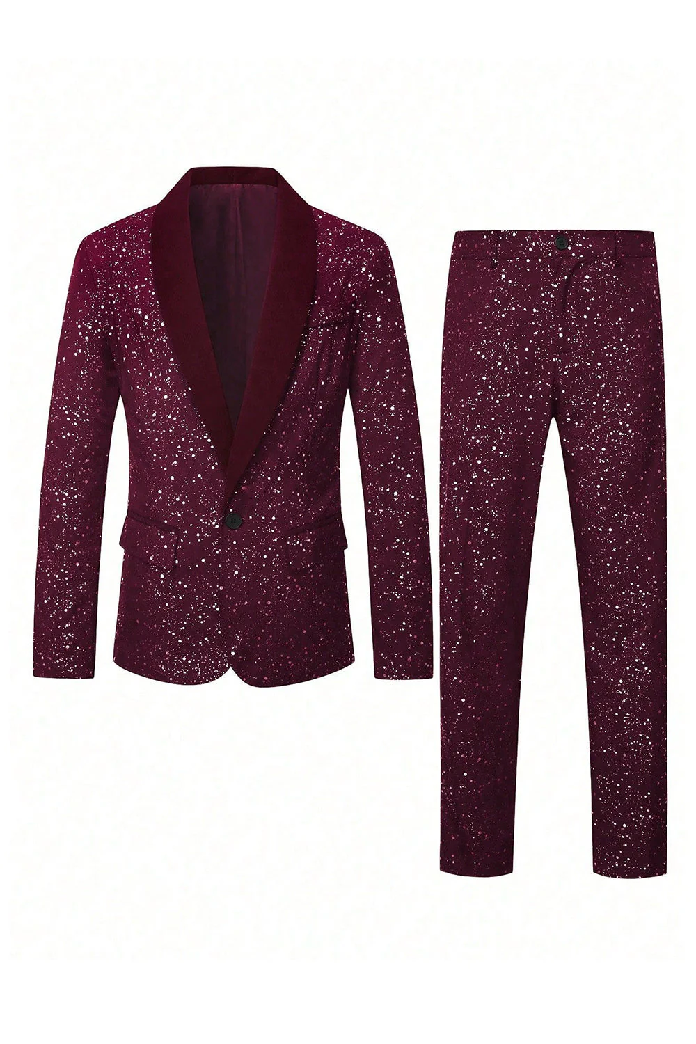 2 Piece Glitter Black Shawl Lapel Slim Fit Men's Suits - Image 6