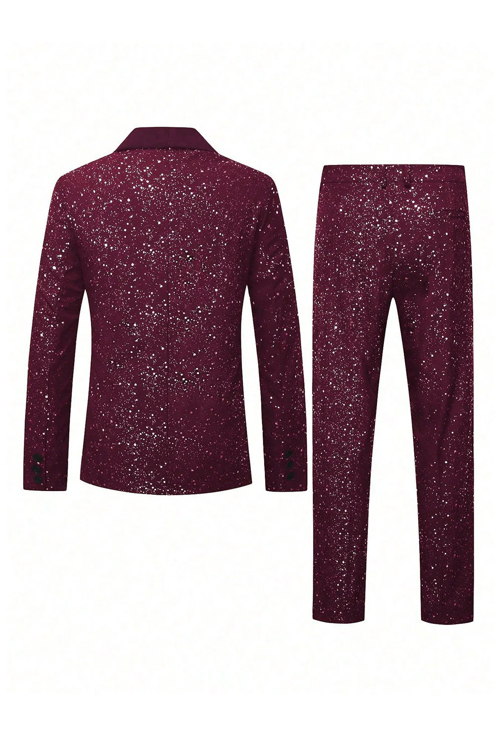 2 Piece Glitter Black Shawl Lapel Slim Fit Men's Suits - Image 7