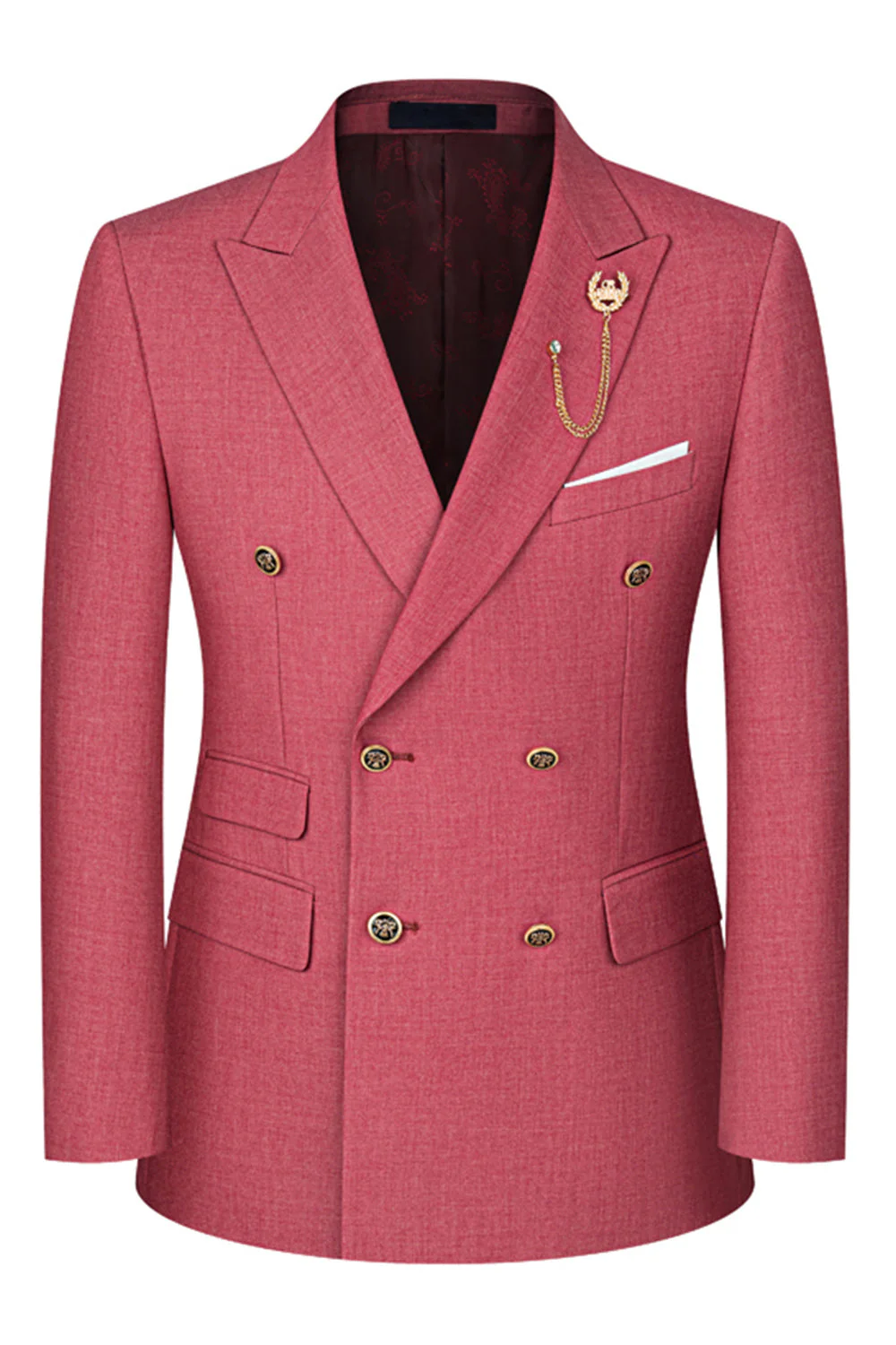 2-piece Black Peaked Lapel Double Breasted Men's Suits - Image 14