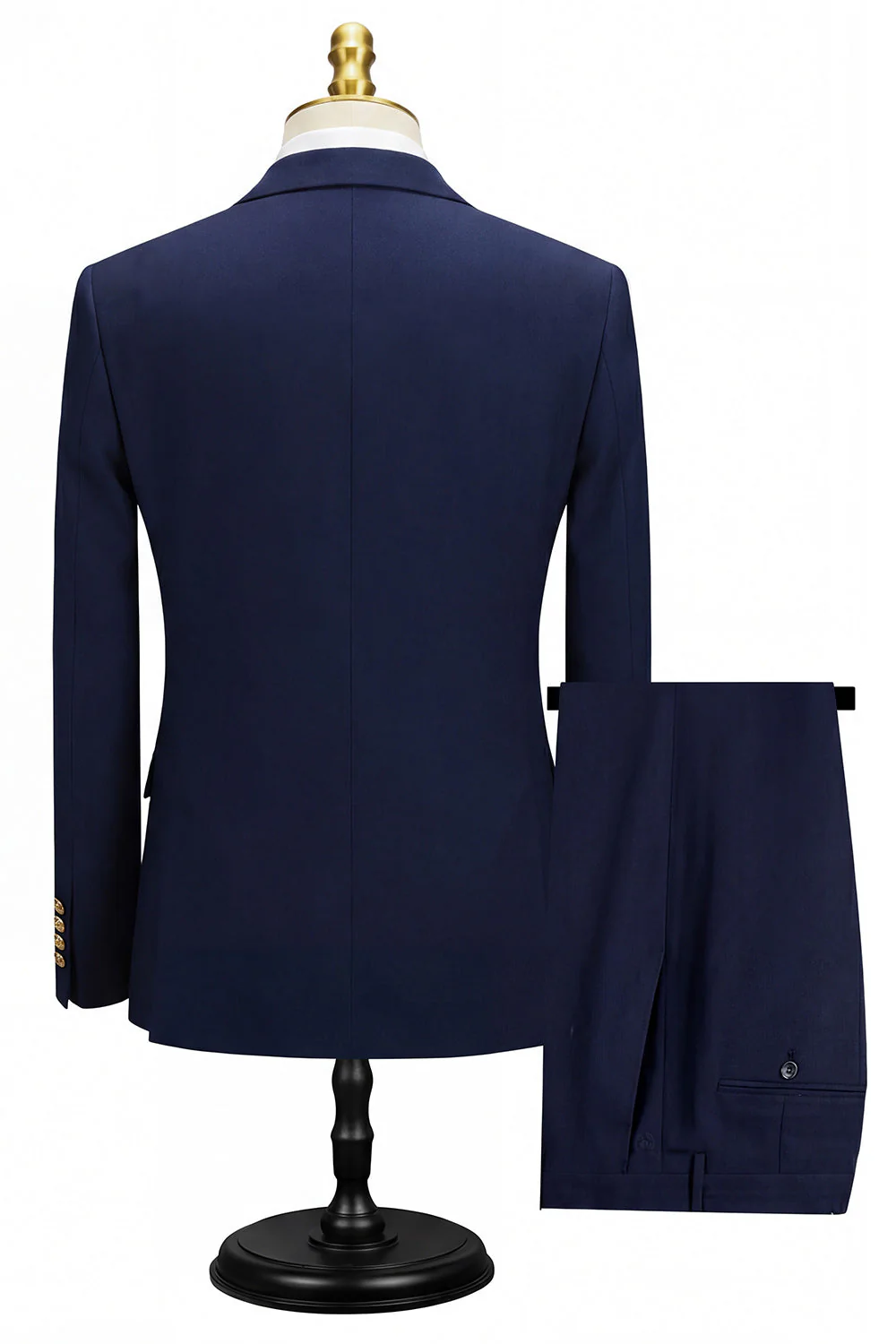 2-piece Black Peaked Lapel Double Breasted Men's Suits - Image 17