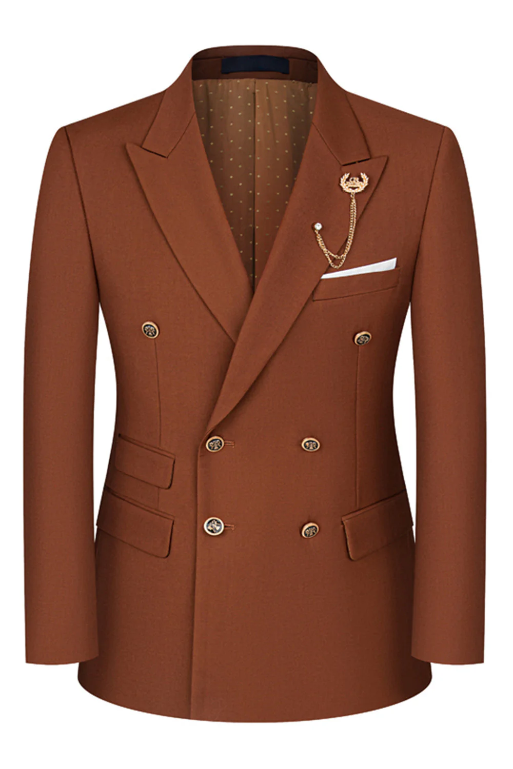 2-piece Black Peaked Lapel Double Breasted Men's Suits - Image 8