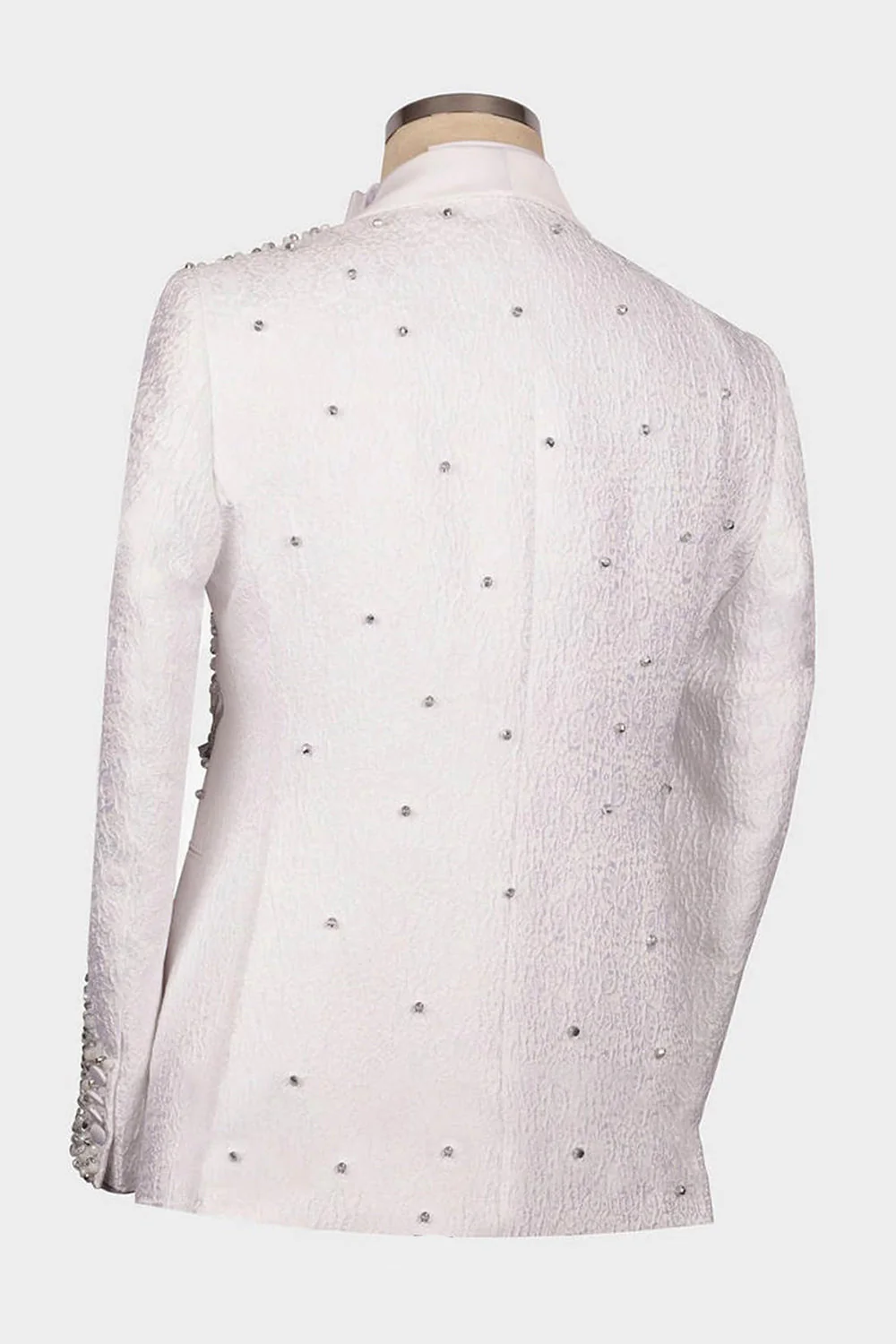 Black 2 Piece Shawl Lapel Beaded One Button Men's Suits - Image 8