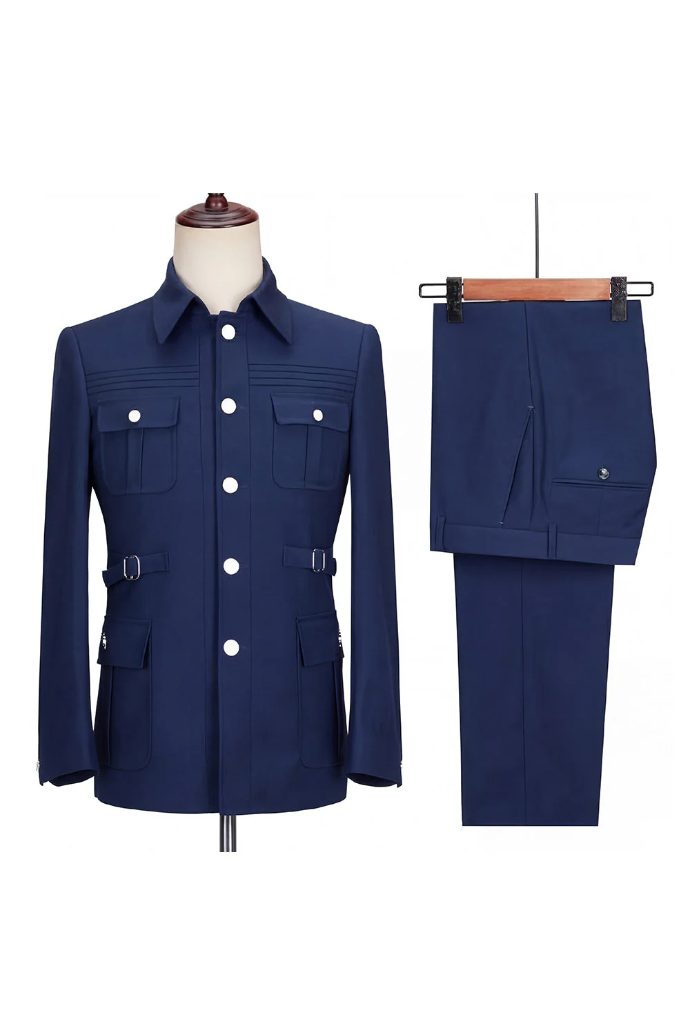 Black Single Breasted Slim Fit 2 Piece Men's Suits - Image 4