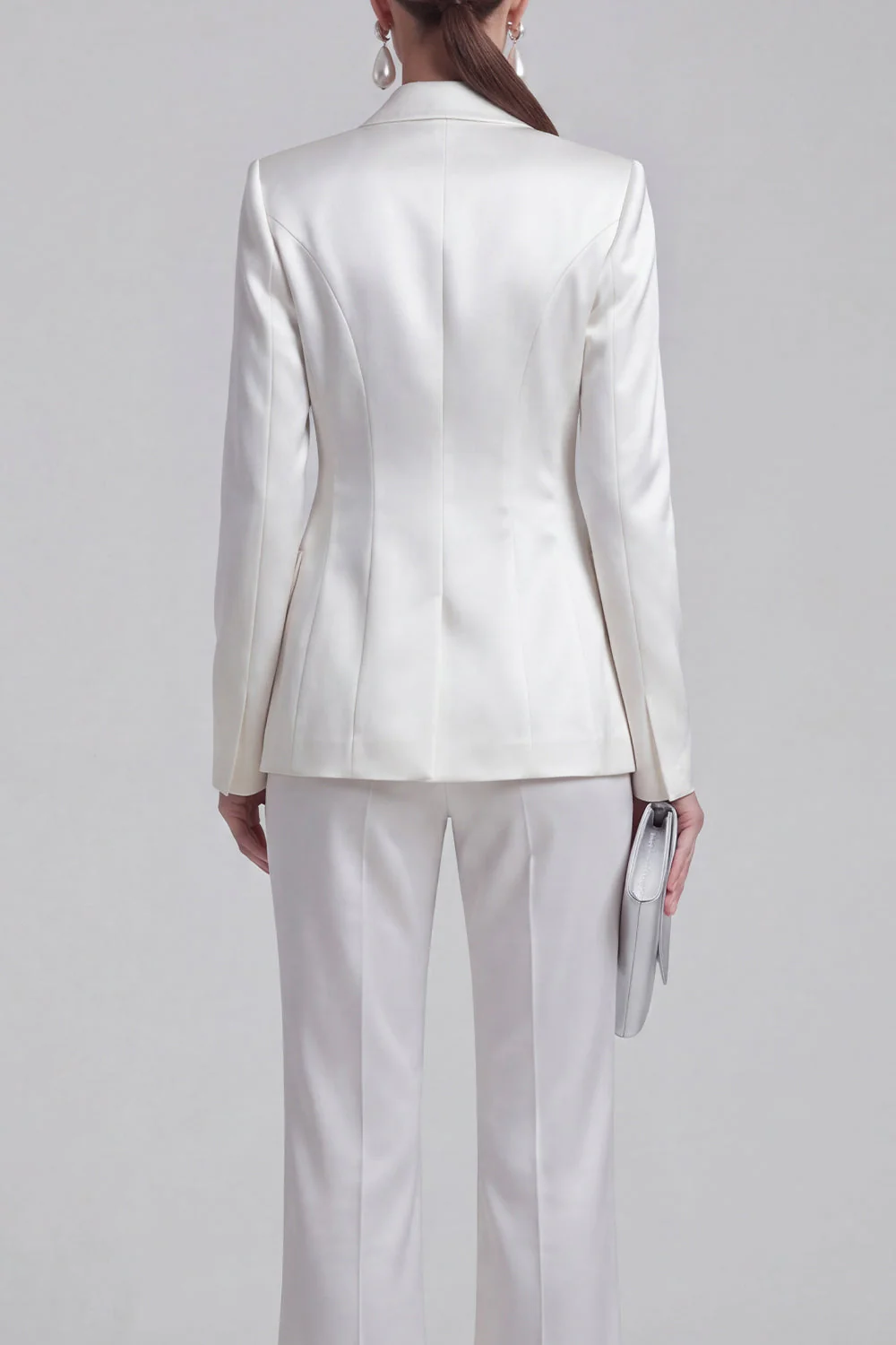 Blue 2 Piece Peak Lapel Double Breasted Women Suits - Image 12