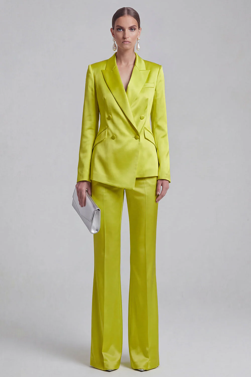 Blue 2 Piece Peak Lapel Double Breasted Women Suits - Image 13