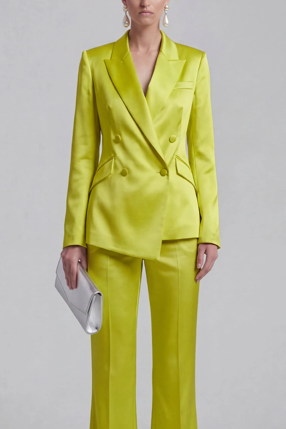 Blue 2 Piece Peak Lapel Double Breasted Women Suits - Image 15