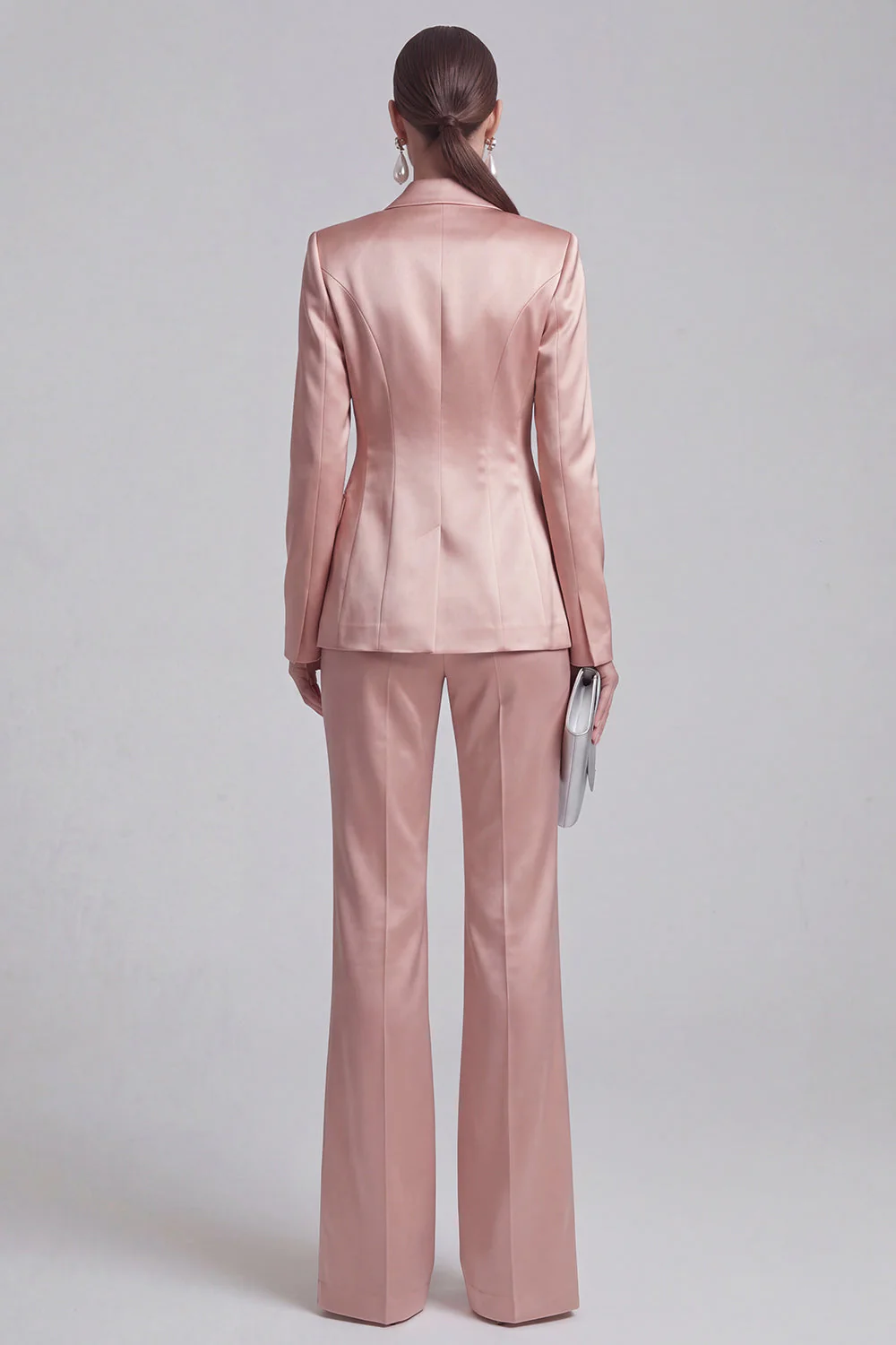 Blue 2 Piece Peak Lapel Double Breasted Women Suits - Image 6