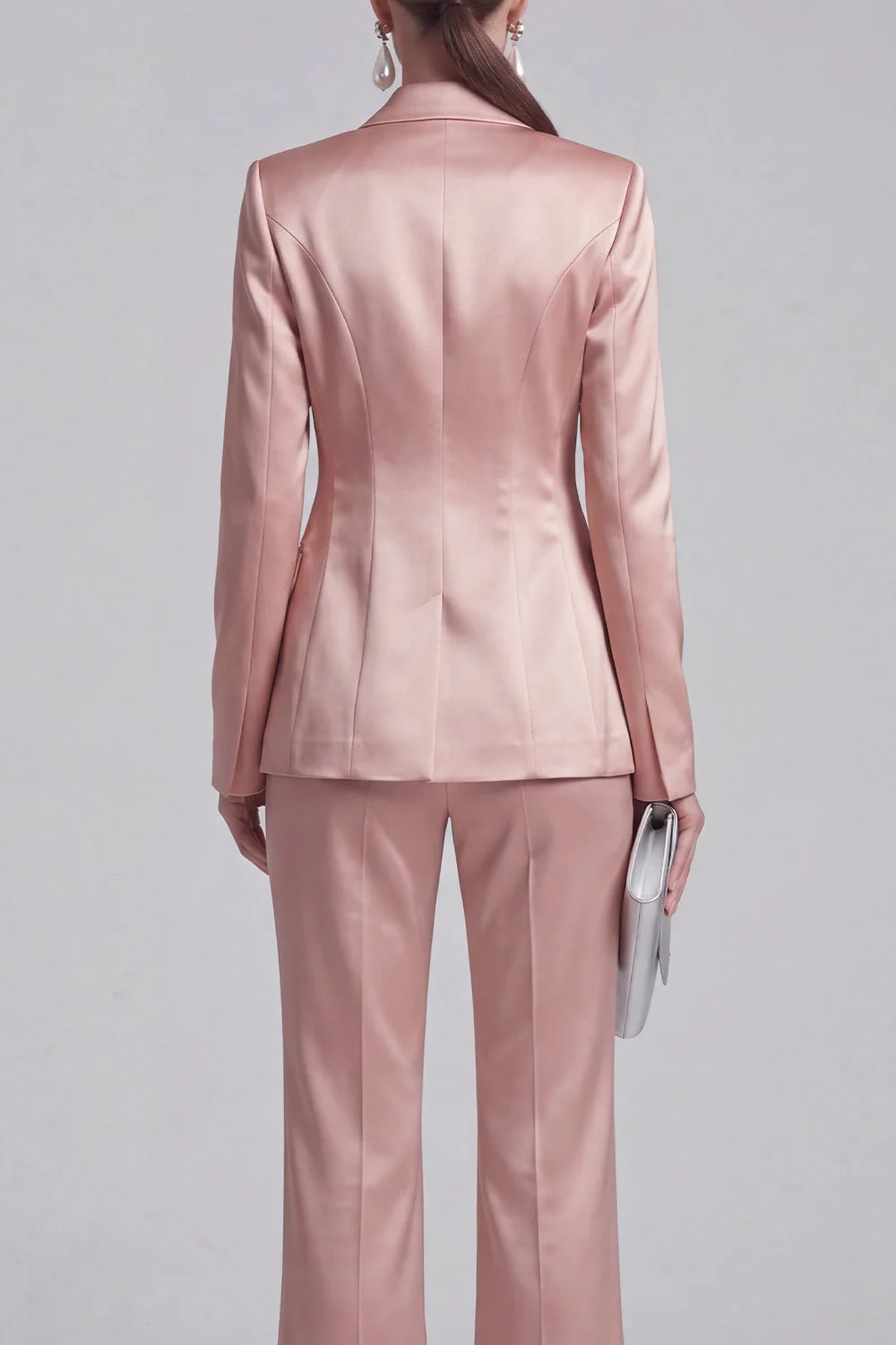 Blue 2 Piece Peak Lapel Double Breasted Women Suits - Image 8