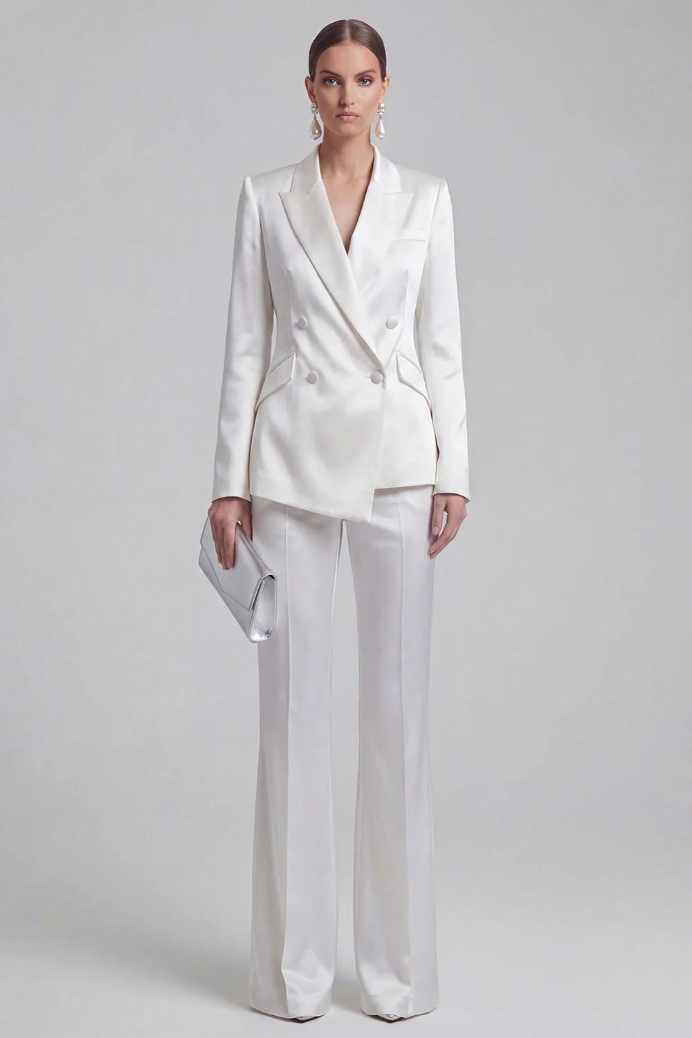 Blue 2 Piece Peak Lapel Double Breasted Women Suits - Image 9