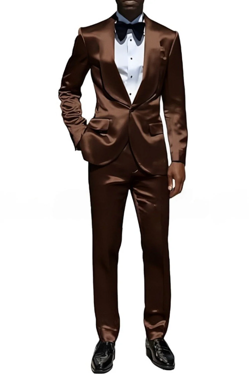 Champagne 2 Piece Shawl Lapel One Button Men's Suits - Image 4