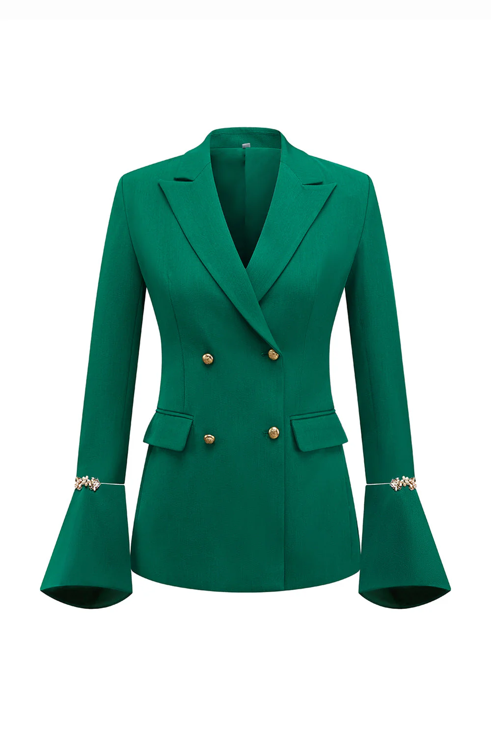 2-Piece Dark Green Double Breasted Peak Lapel Prom Suits with Flare Sleeves - Image 5