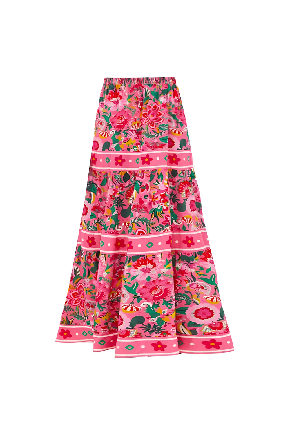 2 Piece Fuchsia Floral Tummy Control Swimsuit with Beach Dress - Image 3