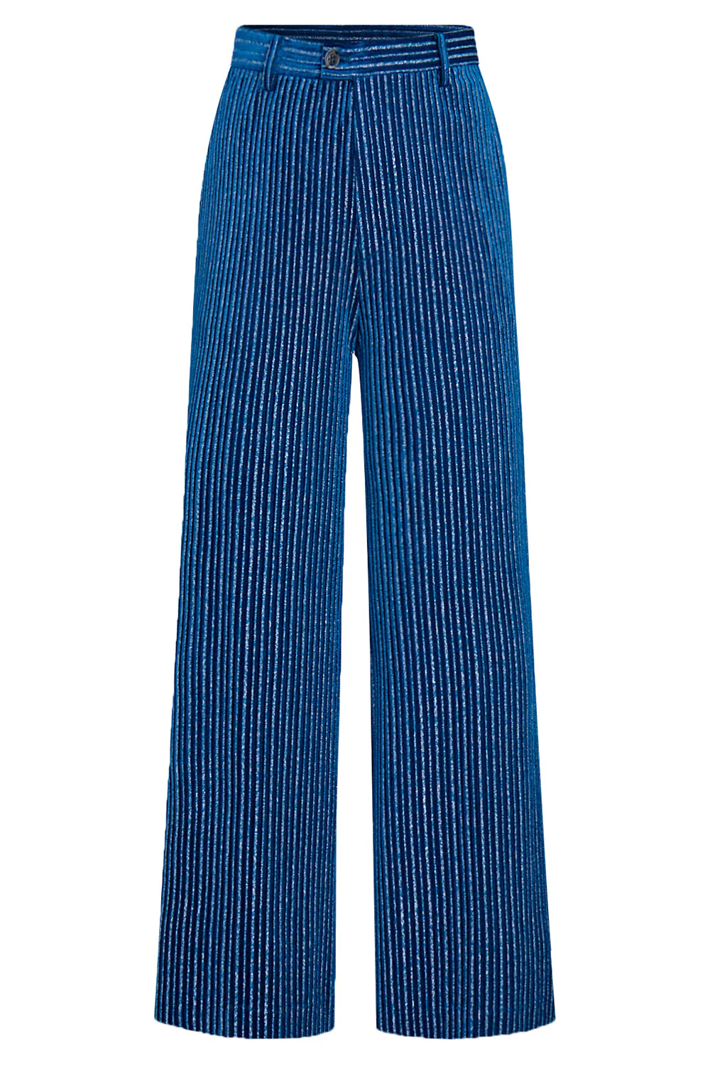 2-Piece Ink Blue Velvet Striped Women Prom Suits - Image 5