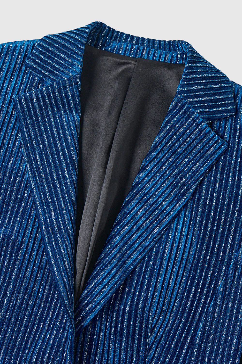 2-Piece Ink Blue Velvet Striped Women Prom Suits - Image 7