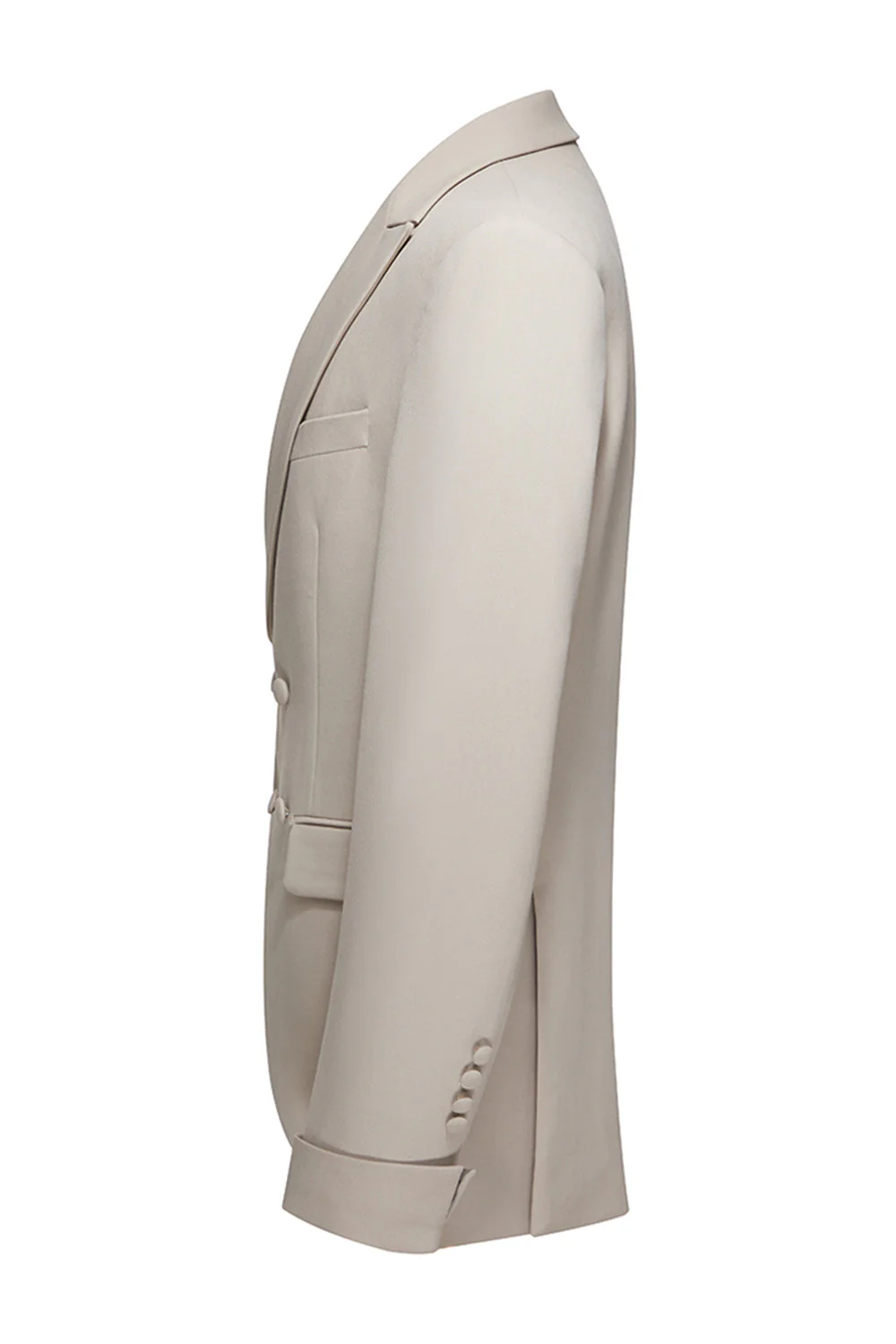 2 Piece Khaki Peak Lapel Slim Fit Men's Suits - Image 4