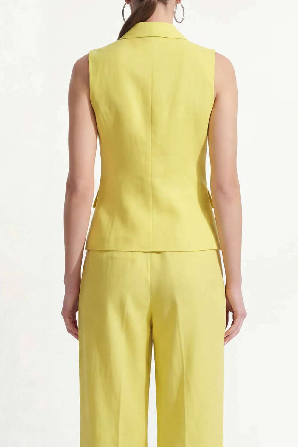 2 Piece Single Breasted Lemon Yellow Peak Lapel Business Suits - Image 4