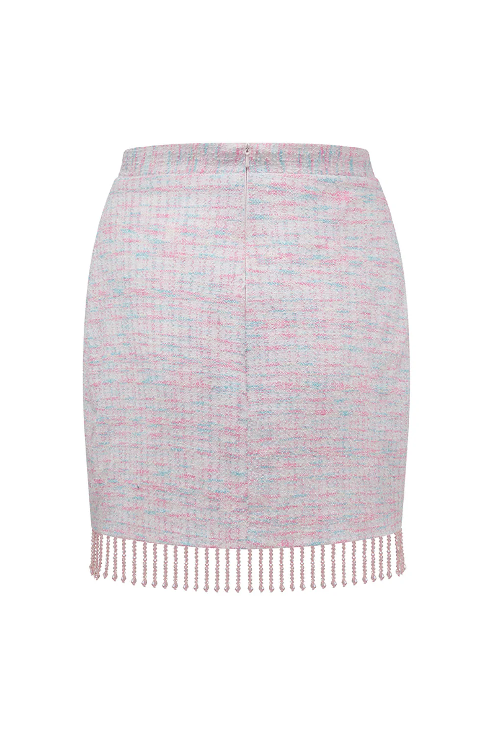 2-Piece Light Pink Tweed Work Outfits with Fringes - Image 8