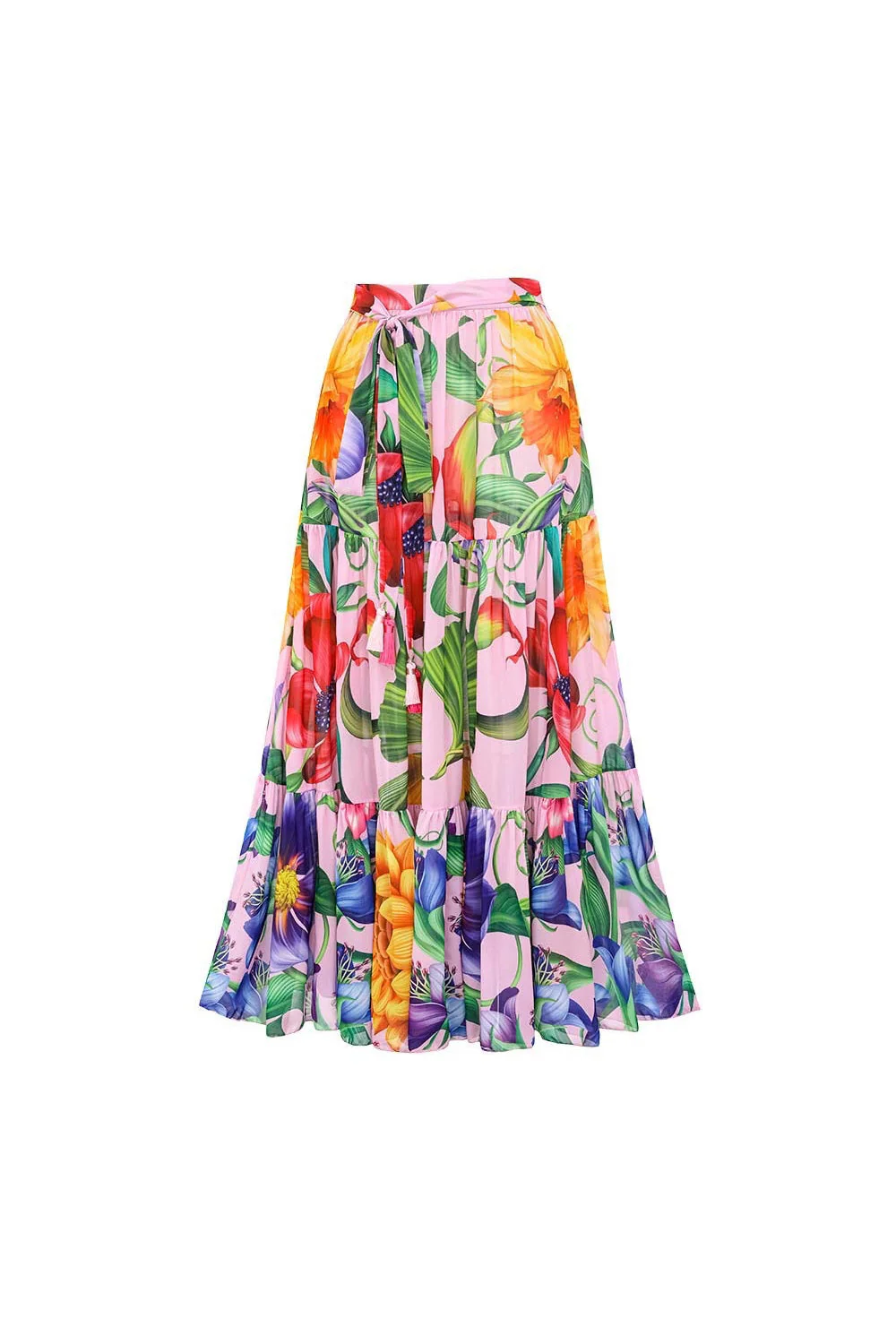 2 Piece Long Sleeves V-Neck Pink Floral Swimsuit with Beach Dress - Image 4