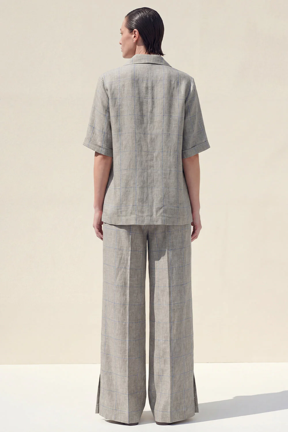 2 Piece Grey Short Sleeves Notched Lapel Women Suits - Image 2