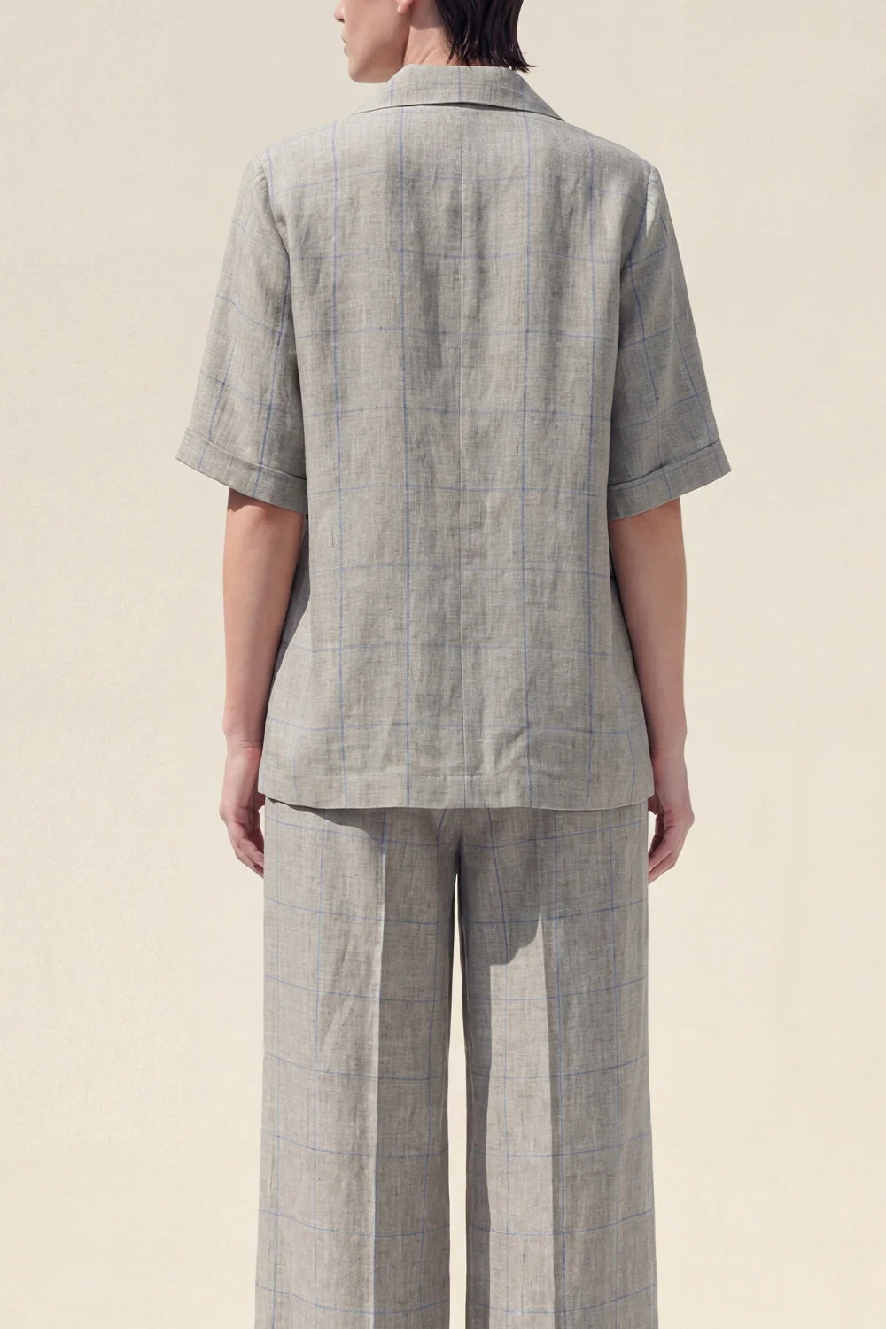 2 Piece Grey Short Sleeves Notched Lapel Women Suits - Image 4