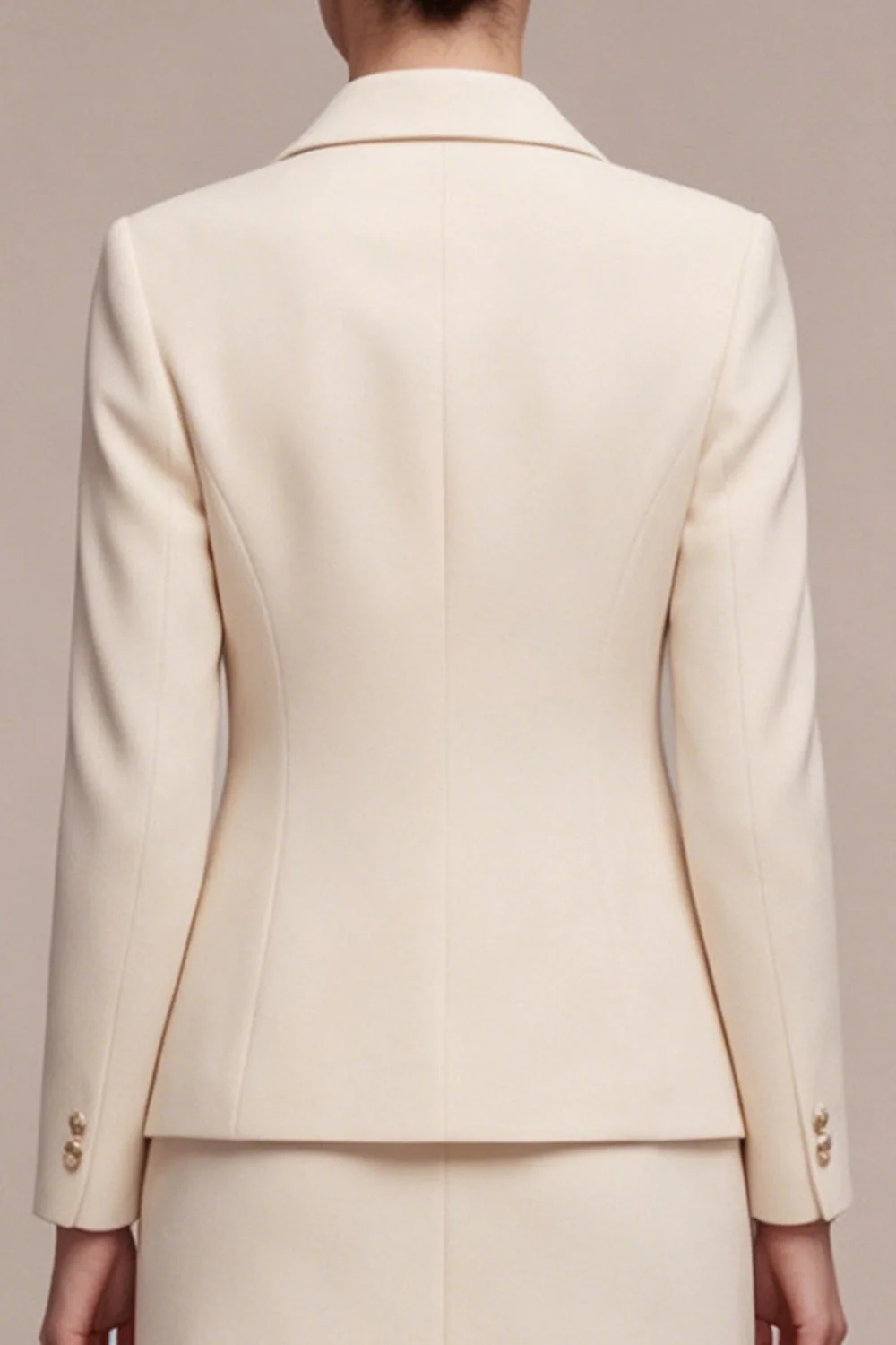 2 Piece Ivory Notched Lapel Single Breasted Short Business Dress - Image 4