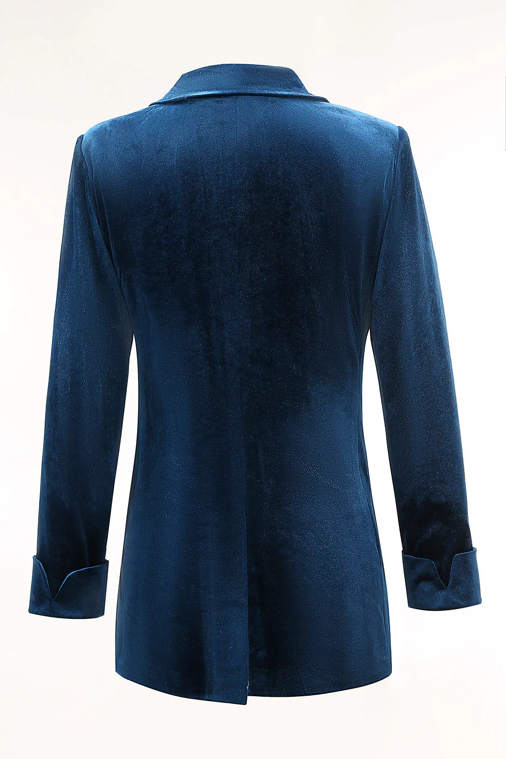 2-Piece Peacock Blue Velvet Notched Lapel Women's Suits - Image 5