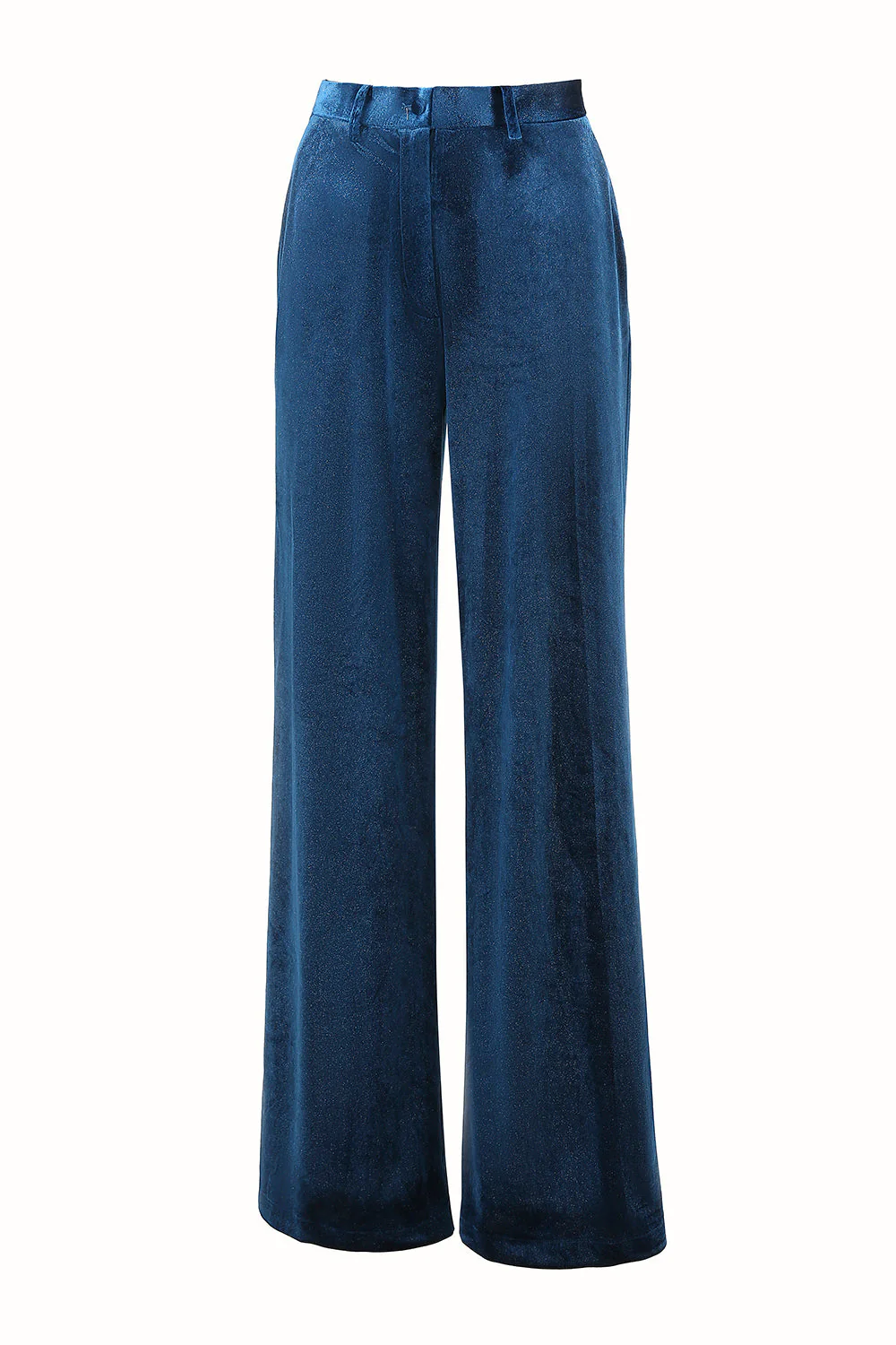 2-Piece Peacock Blue Velvet Notched Lapel Women's Suits - Image 9