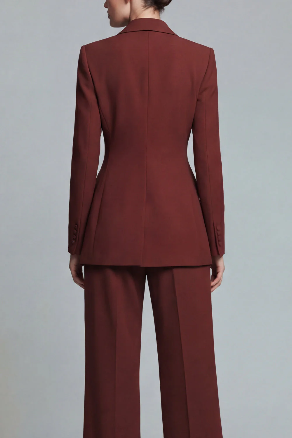 2 Piece Peak Lapel Burnt Orange Women's Work Suits with Pockets - Image 4