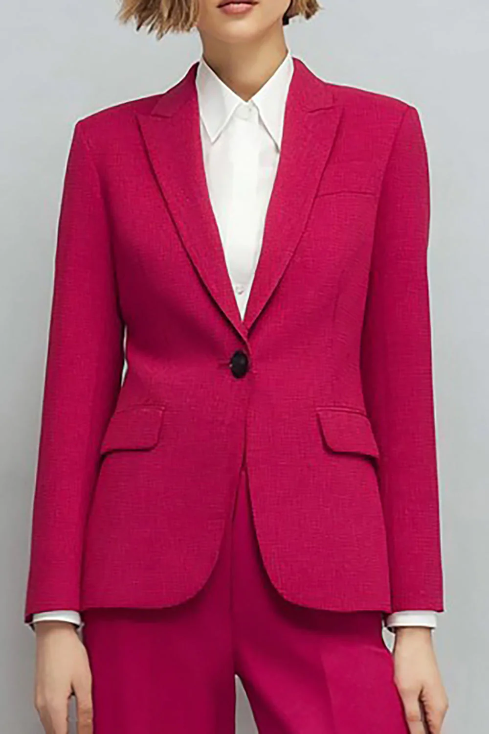 2 Piece Peak Lapel Fuchsia Women's Business Casual Suits - Image 2