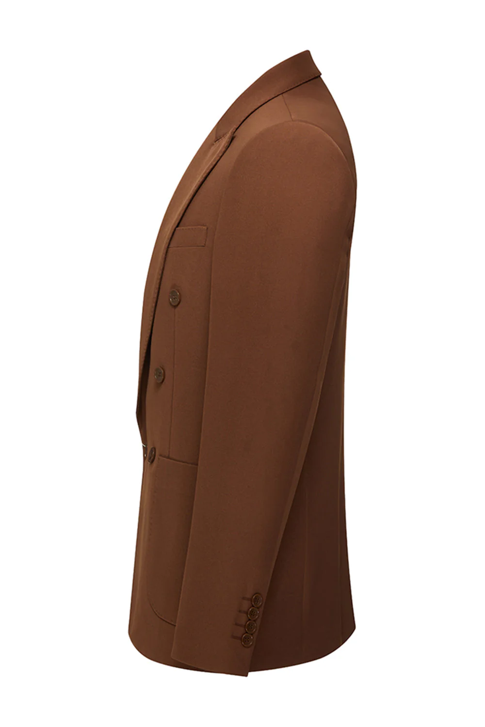 2 Piece Peak Lapel Slim Fit Double Breasted Khaki Men's Formal Suits - Image 4
