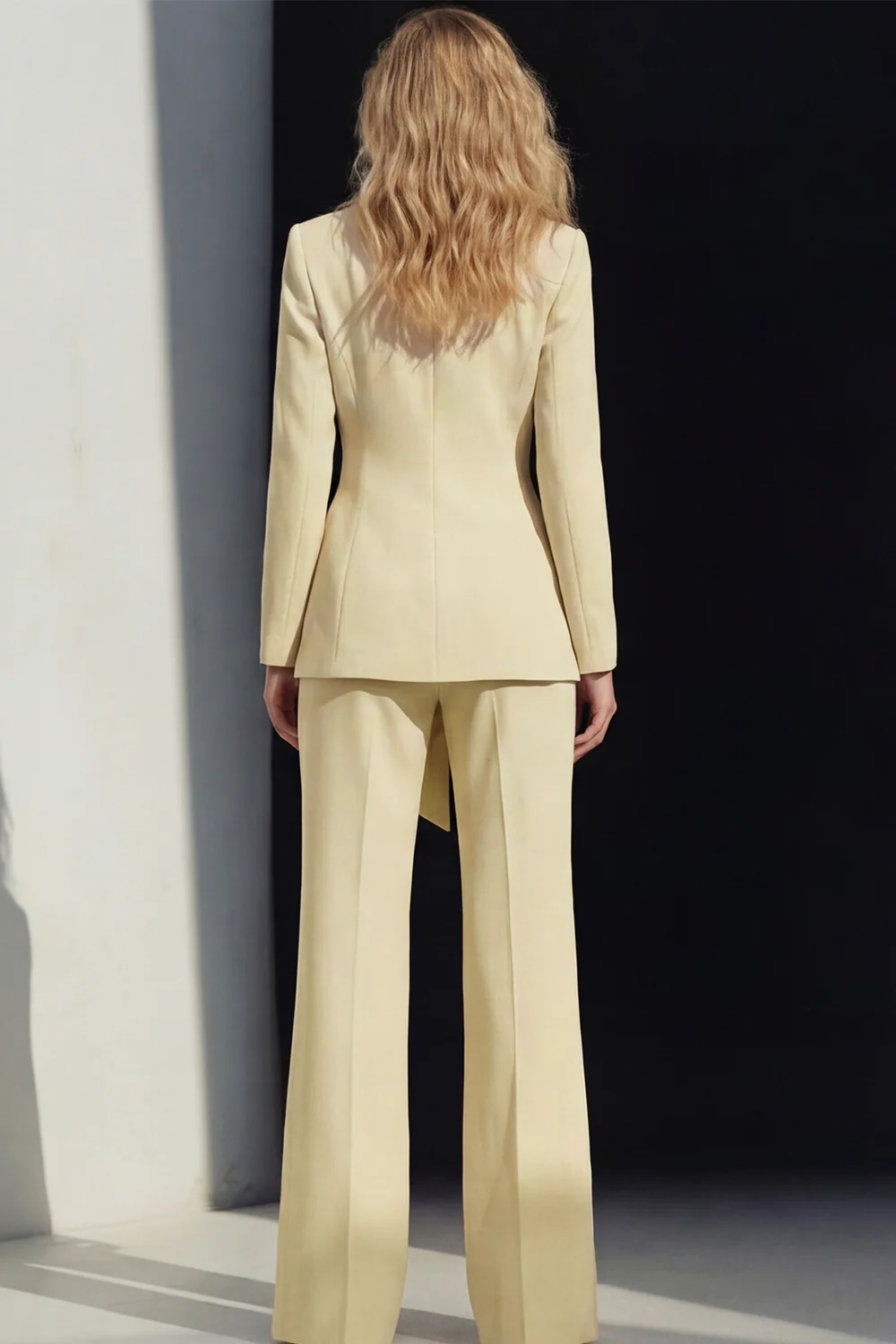 2 Piece Pink Peak Lapel Women's Work Suits with Sash - Image 10