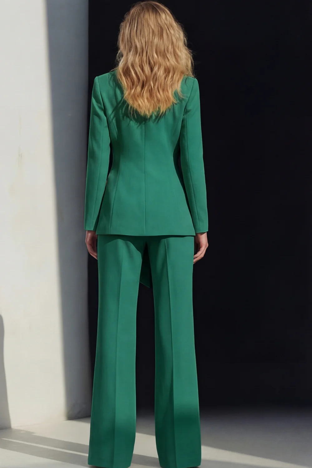 2 Piece Pink Peak Lapel Women's Work Suits with Sash - Image 14