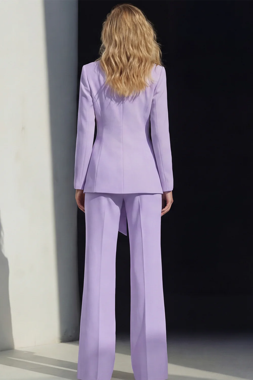2 Piece Pink Peak Lapel Women's Work Suits with Sash - Image 18