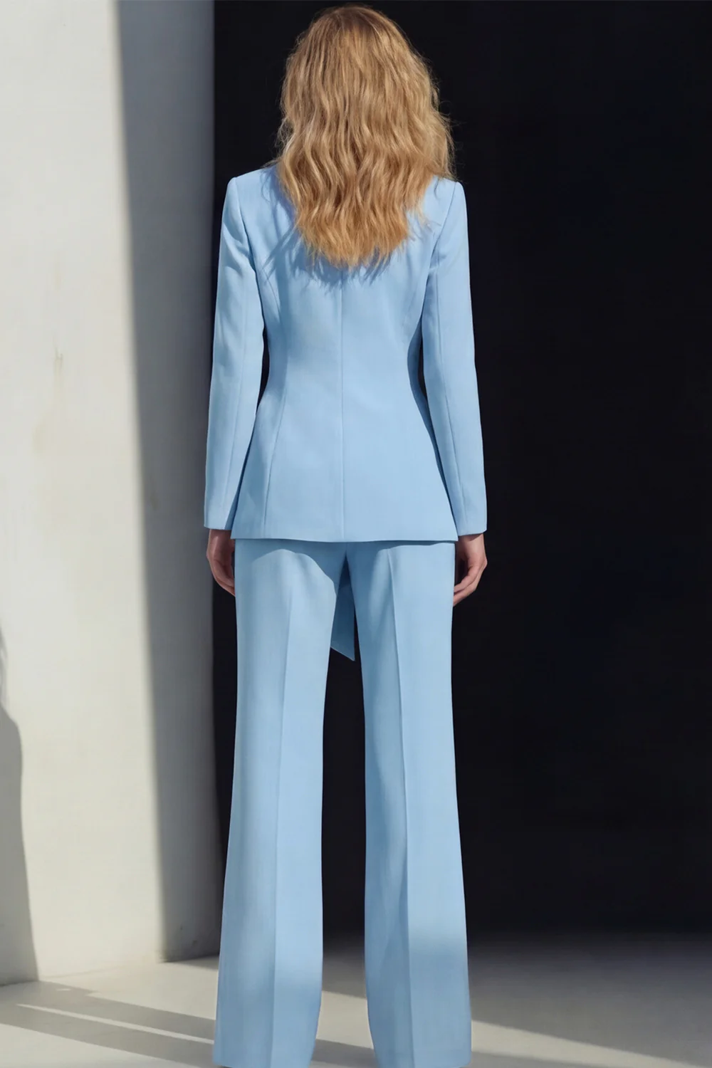 2 Piece Pink Peak Lapel Women's Work Suits with Sash - Image 6