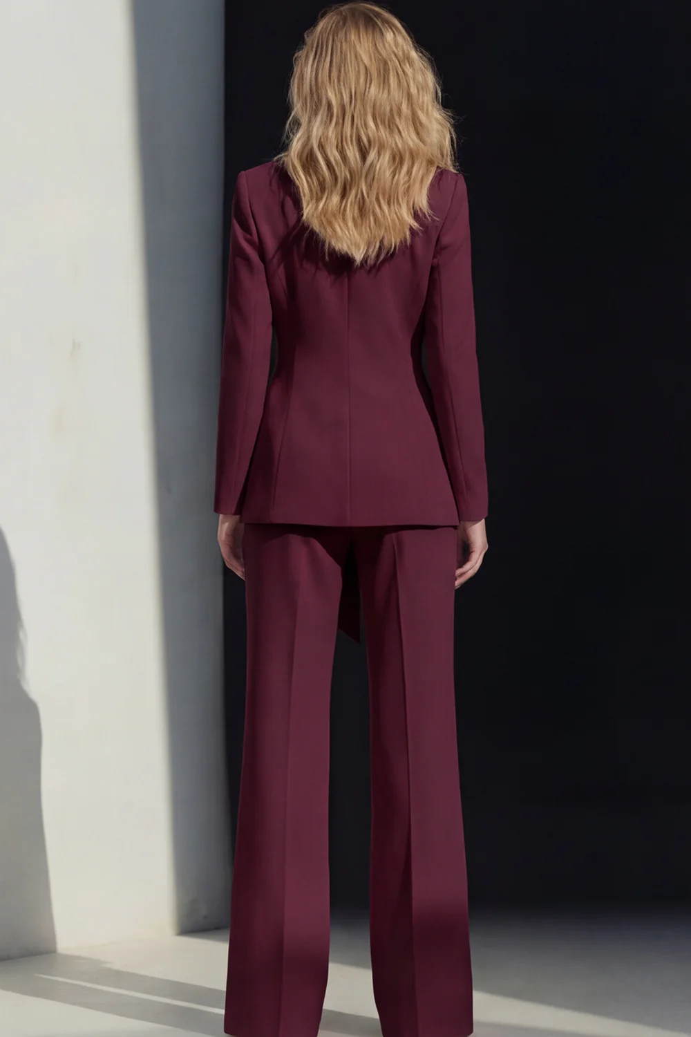 2 Piece Pink Peak Lapel Women's Work Suits with Sash - Image 8