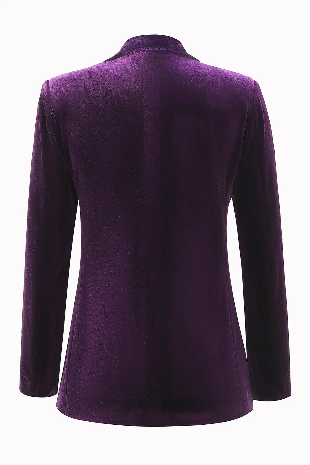 2 Piece Plum Velvet Peak Lapel Single Breasted Women's Suits - Image 5