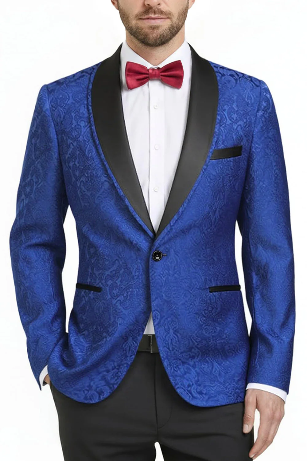 2 Piece Royal Blue Shawl Lapel One Button Men's Suits - Image 3