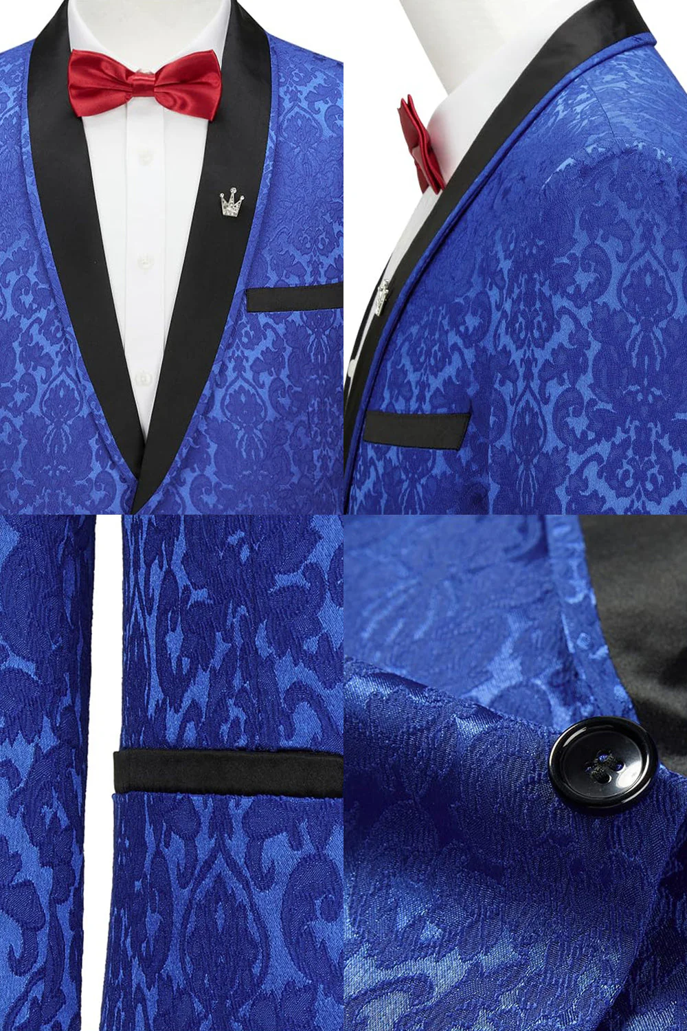 2 Piece Royal Blue Shawl Lapel One Button Men's Suits - Image 4