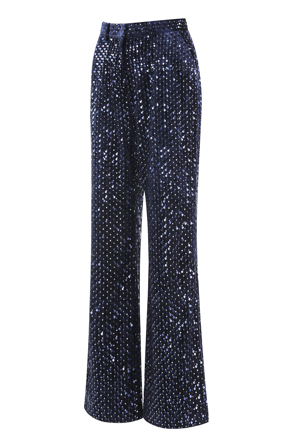 2 Piece Sequin Peak Lapel Double Breasted Navy Women's Prom Suit - Image 8