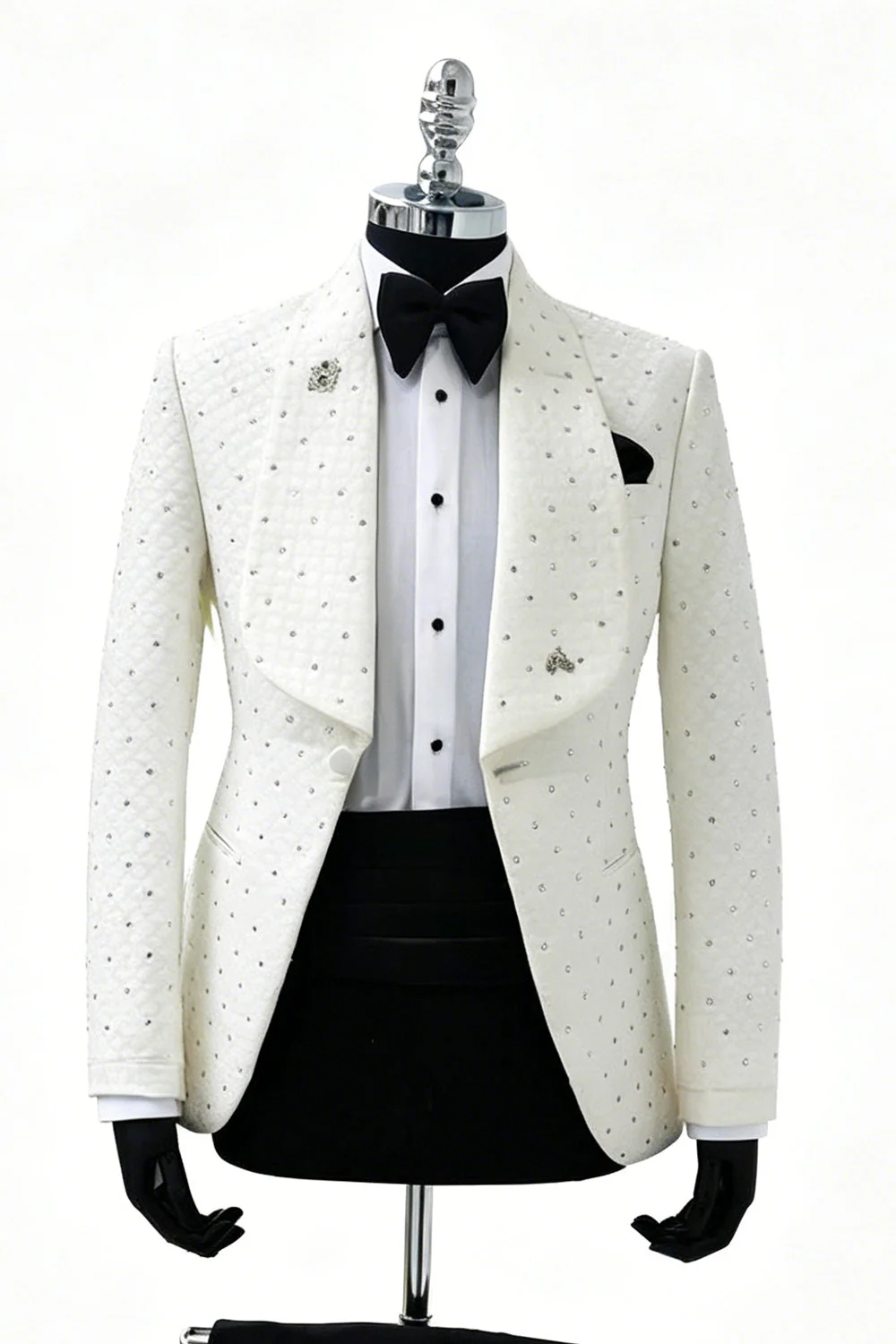 2 Piece Blue Shawl Lapel Slim Fit Men's Prom Suits with Beading - Image 5