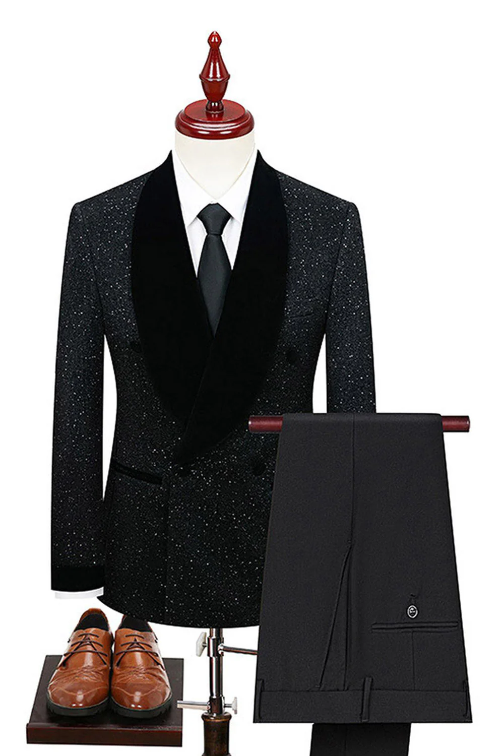 2 Piece Shawl Lapel Double Breasted White Men's Wedding Suits - Image 5