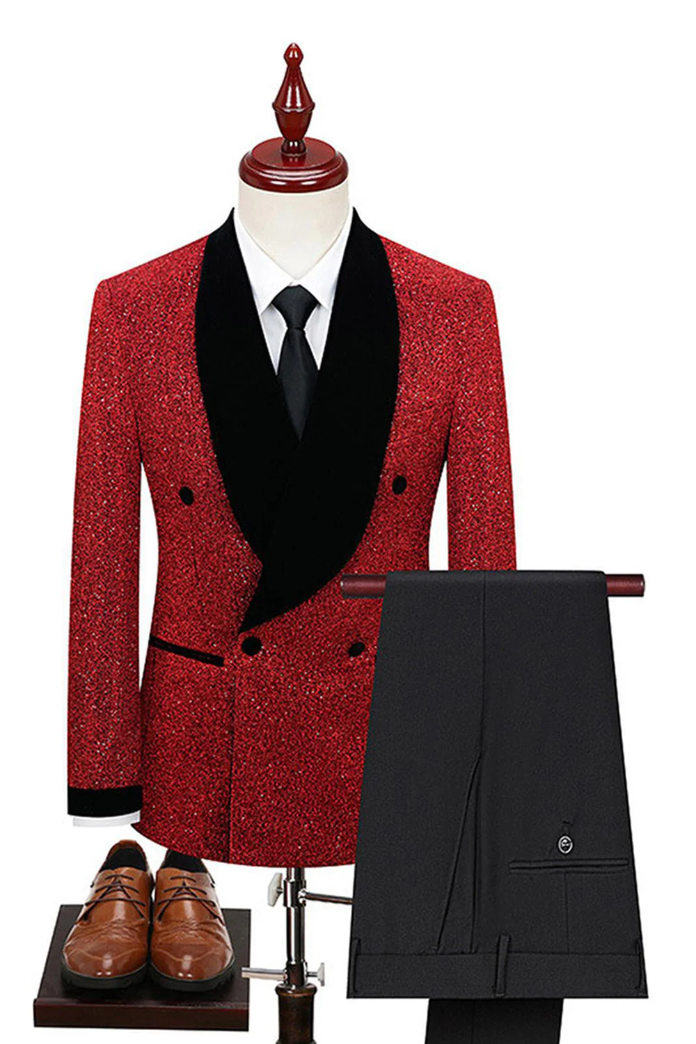 2 Piece Shawl Lapel Double Breasted White Men's Wedding Suits - Image 8