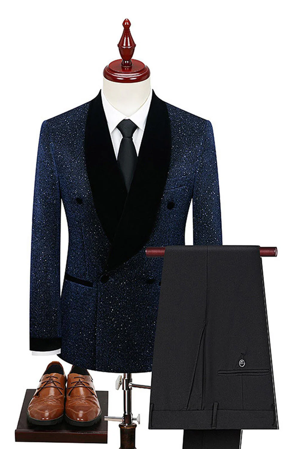 2 Piece Shawl Lapel Double Breasted White Men's Wedding Suits - Image 9