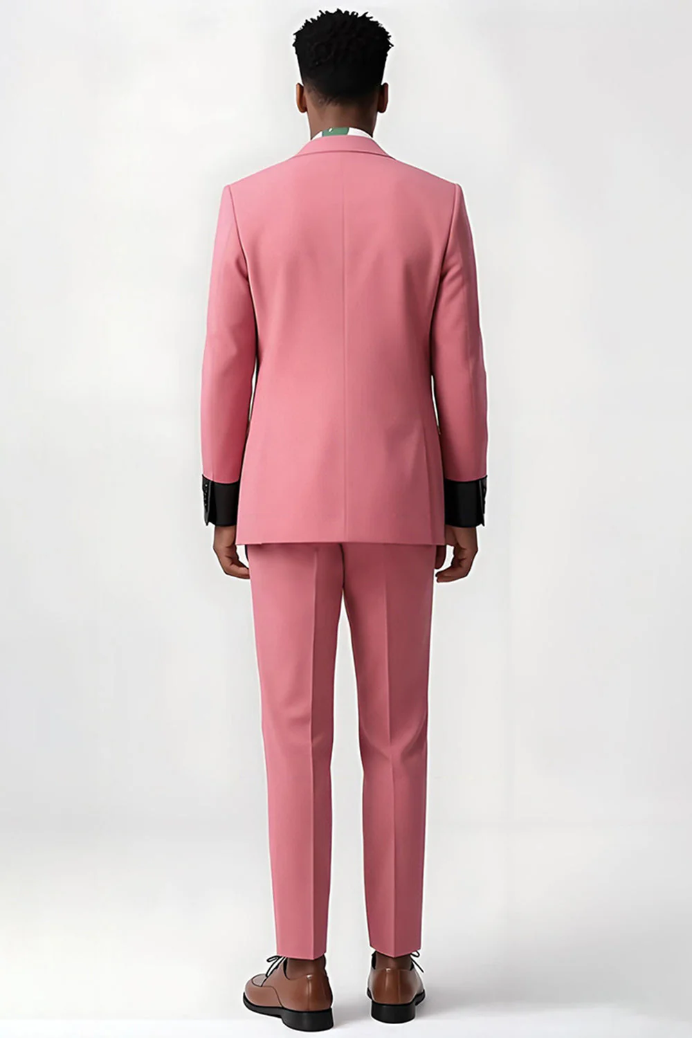 2 Piece Single Breasted Peak Lapel Pink Men's Suits - Image 2
