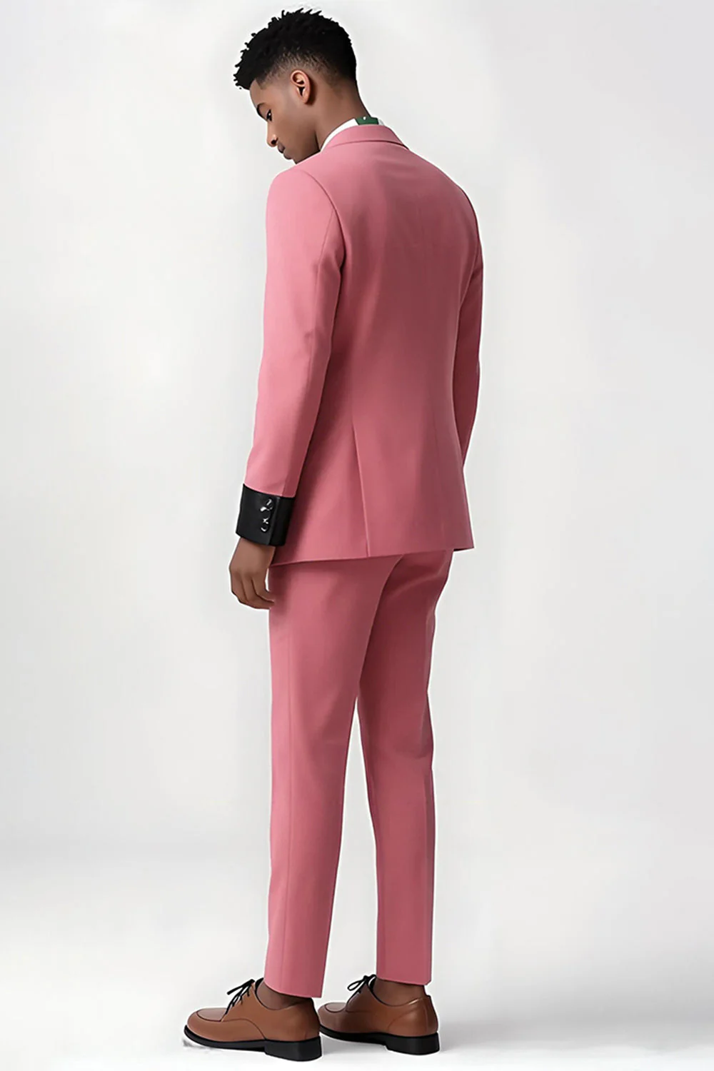 2 Piece Single Breasted Peak Lapel Pink Men's Suits - Image 3