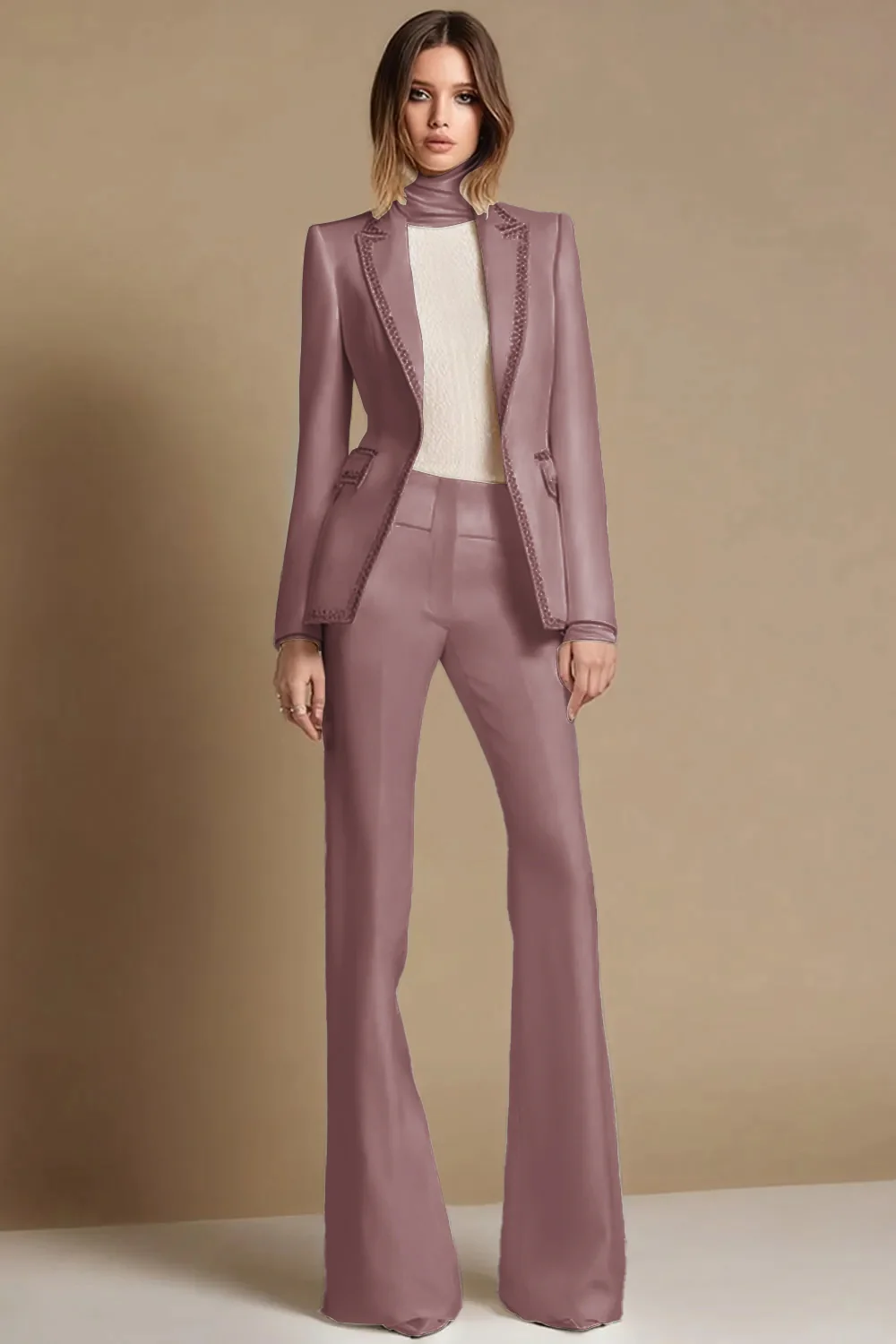 2 Piece Sparkly White Peak Lapel Prom Suits with Beading - Image 8
